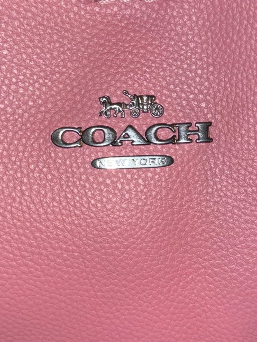 NWOT Coach Pink Pebble Leather Tote with Blue Accent Scarf